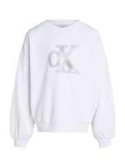 Calvin Klein White Crew Neck 100% Cotton Sweatshirt - Image 4 of 5