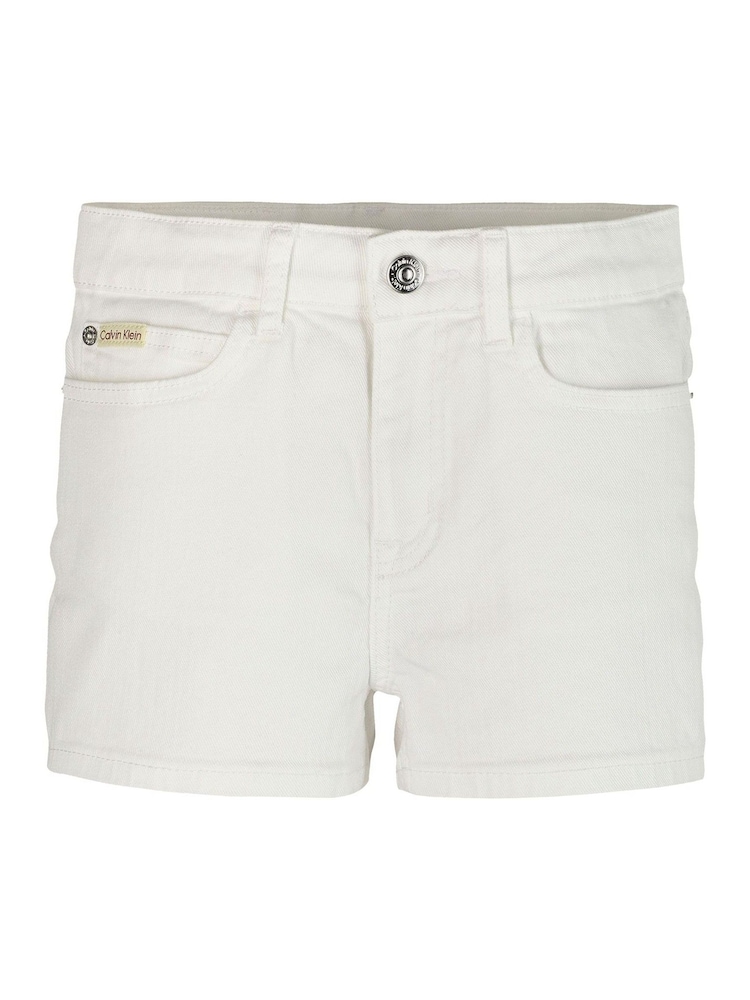 Calvin Klein White High Rise Relaxed Denim Shorts - Image 4 of 5