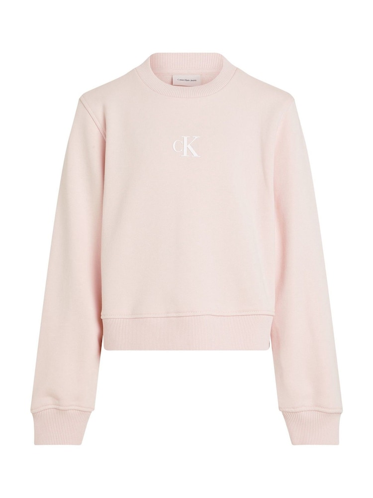 Calvin Klein Pink Logo Crew Neck Sweatshirt - Image 4 of 5