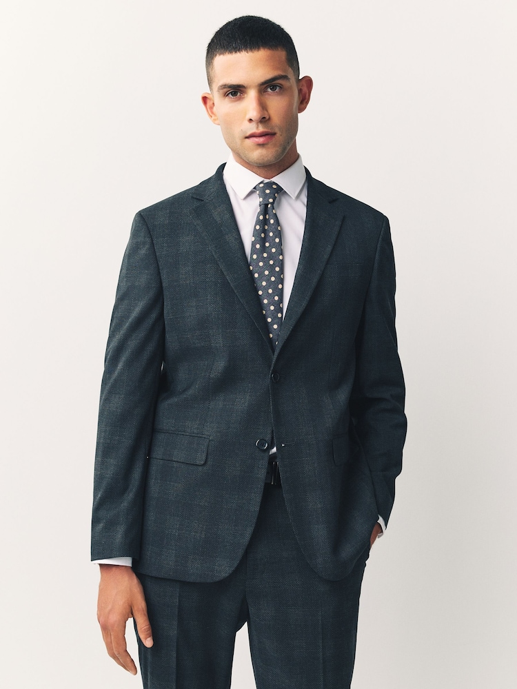 Charcoal Grey Regular Check Suit Jacket - Image 1 of 2 Charcoal Grey Regular Check Suit Jacket - Image 1 of 2