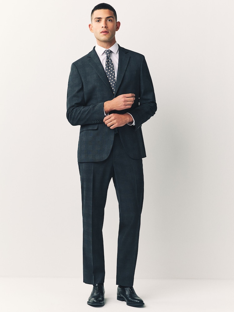 Charcoal Grey Regular Check Suit Jacket - Image 2 of 2 Charcoal Grey Regular Check Suit Jacket - Image 2 of 2