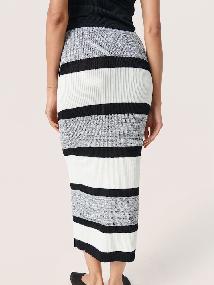 Soaked in Luxury Rohanna Striped Knit Black Midi Skirt - Image 2 of 7