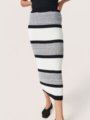 Soaked in Luxury Rohanna Striped Knit Black Midi Skirt - Image 3 of 7