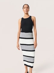 Soaked in Luxury Rohanna Striped Knit Black Midi Skirt - Image 4 of 7
