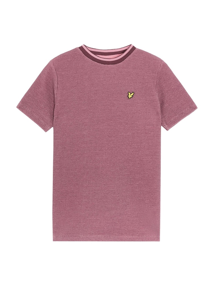 Lyle & Scott Red Two Tone Waffle T-Shirt - Image 1 of 3 Lyle & Scott Red Two Tone Waffle T-Shirt - Image 1 of 3