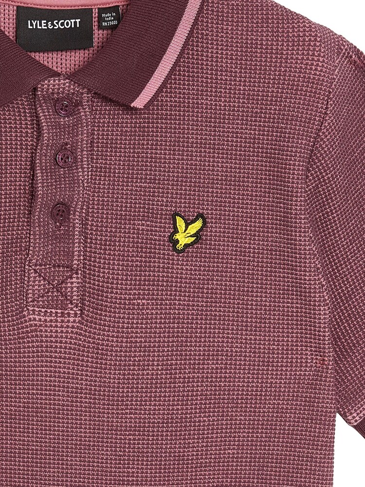 Lyle & Scott Red Two Tone Waffle Polo Shirt - Image 3 of 3