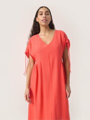 Soaked in Luxury Red Kehlani Open Back Short Sleeve Dress - Image 3 of 6