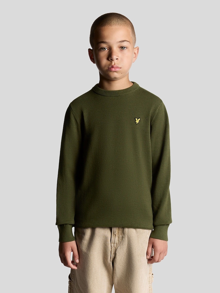 Lyle & Scott Green Boys Crew Neck Knitted Jumper - Image 1 of 5 Lyle & Scott Green Boys Crew Neck Knitted Jumper - Image 1 of 5