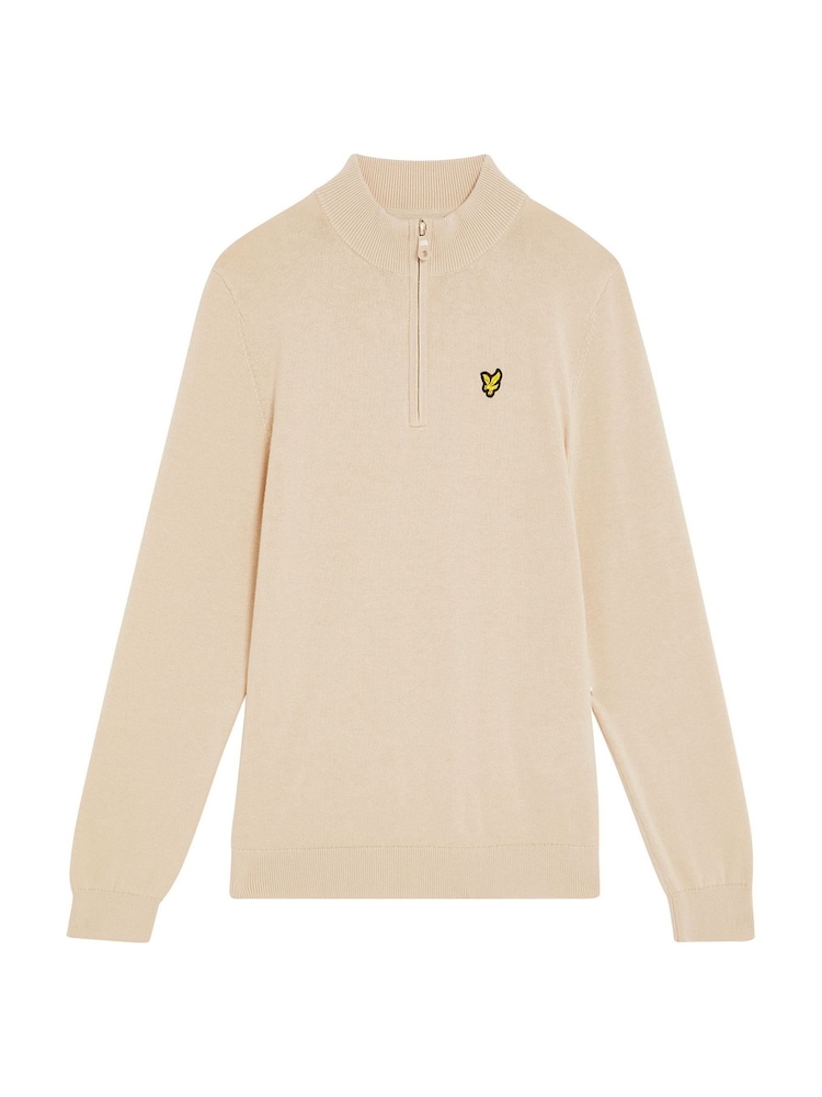 Lyle & Scott Cream 1/4 Zip Jumper - Image 1 of 3 Lyle & Scott Cream 1/4 Zip Jumper - Image 1 of 3