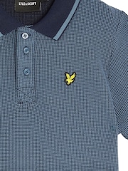 Lyle & Scott Blue Two Tone Waffle Polo Shirt - Image 3 of 3