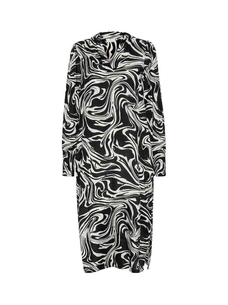 Kaffe Drylia Long Sleeve Midi Black Dress - Image 1 of 2 Kaffe Drylia Long Sleeve Midi Black Dress - Image 1 of 2