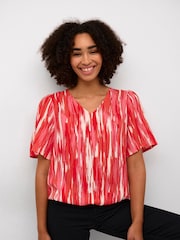 Kaffe Ariana Half Sleeve V-Neck Black Blouse - Image 1 of 5