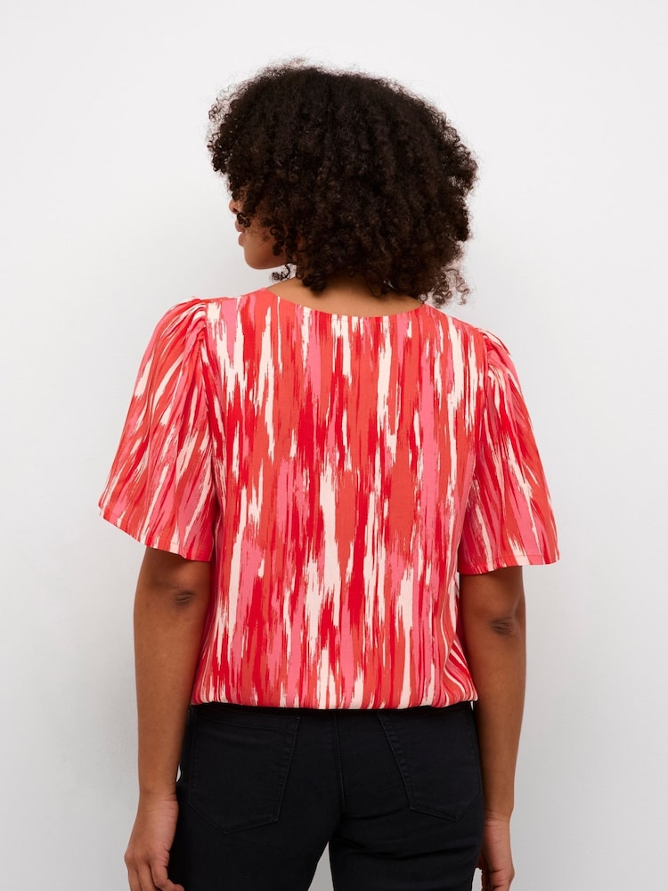 Kaffe Ariana Half Sleeve V-Neck Black Blouse - Image 2 of 5