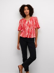 Kaffe Ariana Half Sleeve V-Neck Black Blouse - Image 3 of 5