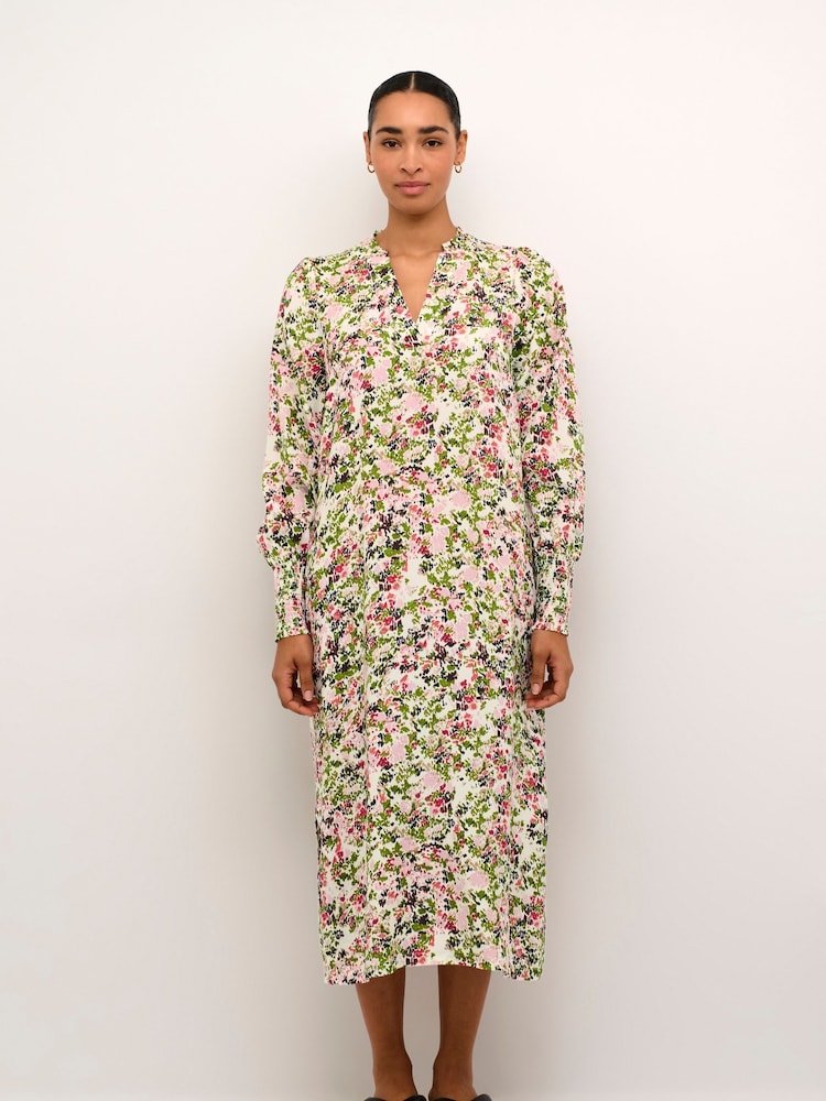 Kaffe Drylia Long Sleeve Midi Black Dress - Image 1 of 4 Kaffe Drylia Long Sleeve Midi Black Dress - Image 1 of 4