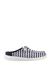 HEYDUDE Blue Wendy Slip Terry Stripe Mules - Image 4 of 5