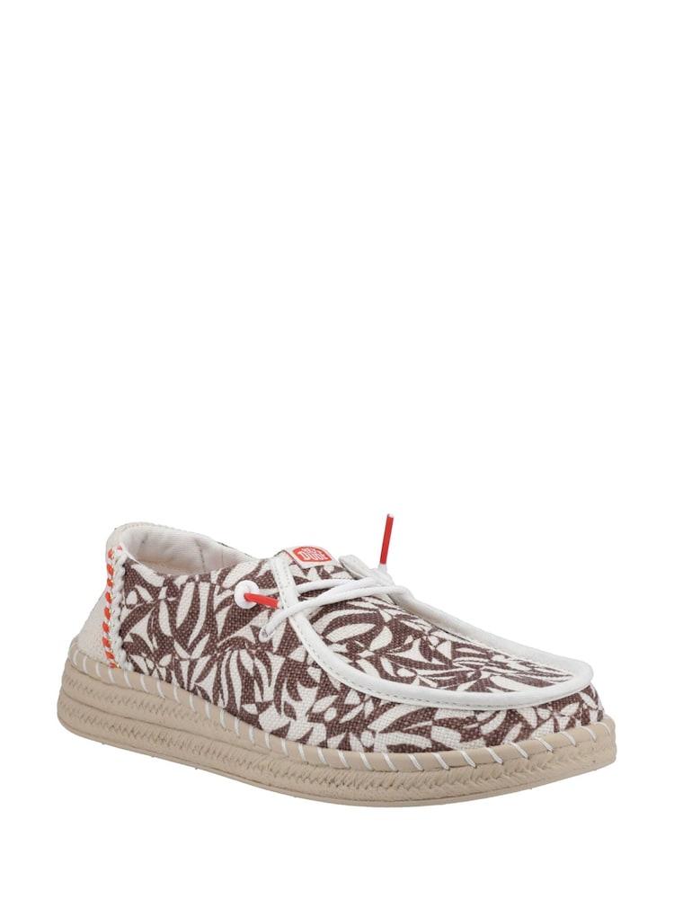 HEYDUDE Wendy Espadrille Retro Palm Brown Shoes - Image 2 of 4