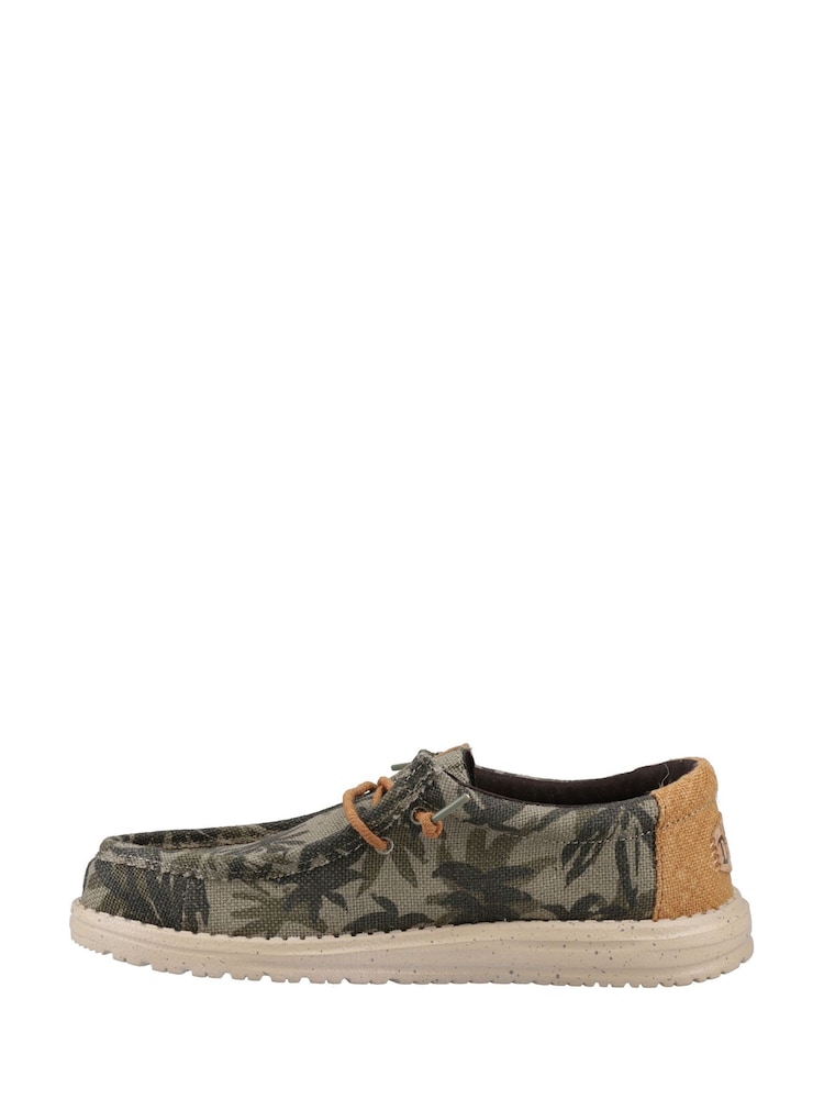 HEYDUDE Green Wally Palm Jute 100% Cotton Shoes - Image 2 of 5