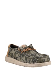 HEYDUDE Green Wally Palm Jute 100% Cotton Shoes - Image 3 of 5