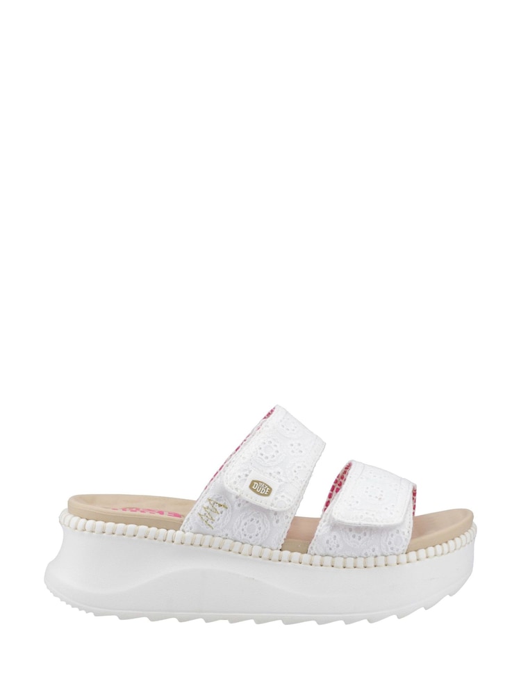 HEYDUDE Delray Slide Eyelet White Sandals - Image 1 of 4