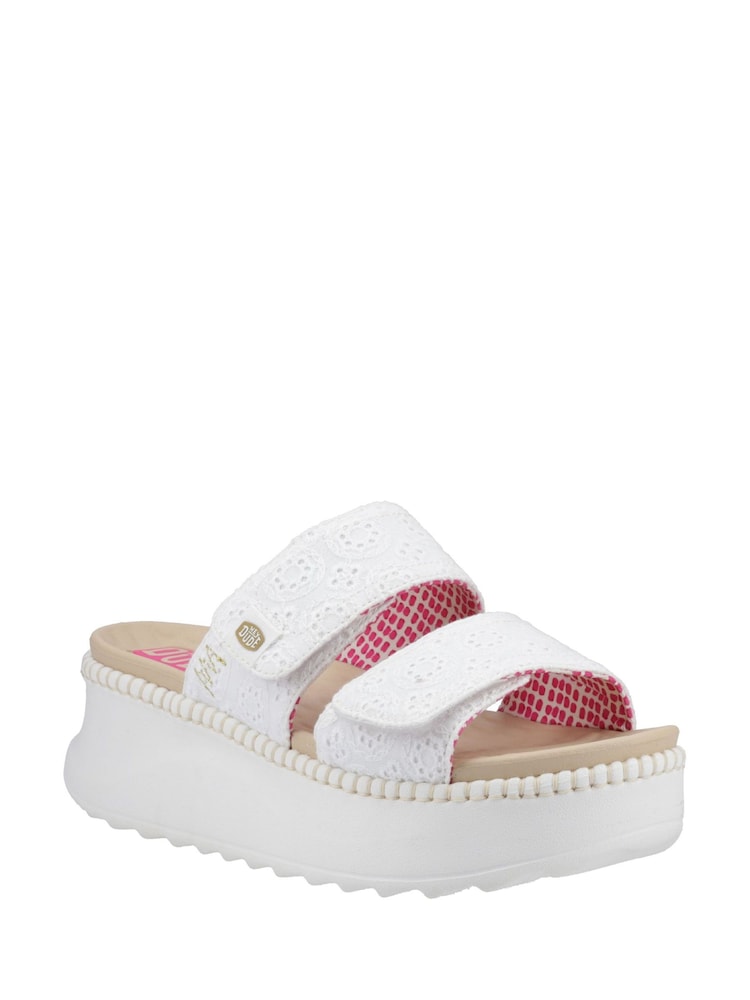 HEYDUDE Delray Slide Eyelet White Sandals - Image 2 of 4
