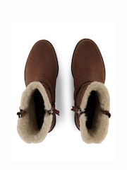 TOMS Ionie Moto Boots in Oak Brown Waxy Suede With Faux Fur - Image 5 of 6