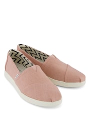 TOMS Pink Alpargata Plus in Café Creme Heritage Canvas - Image 5 of 6