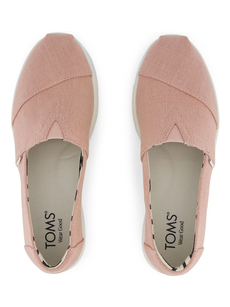 TOMS Pink Alpargata Plus in Café Creme Heritage Canvas - Image 6 of 6