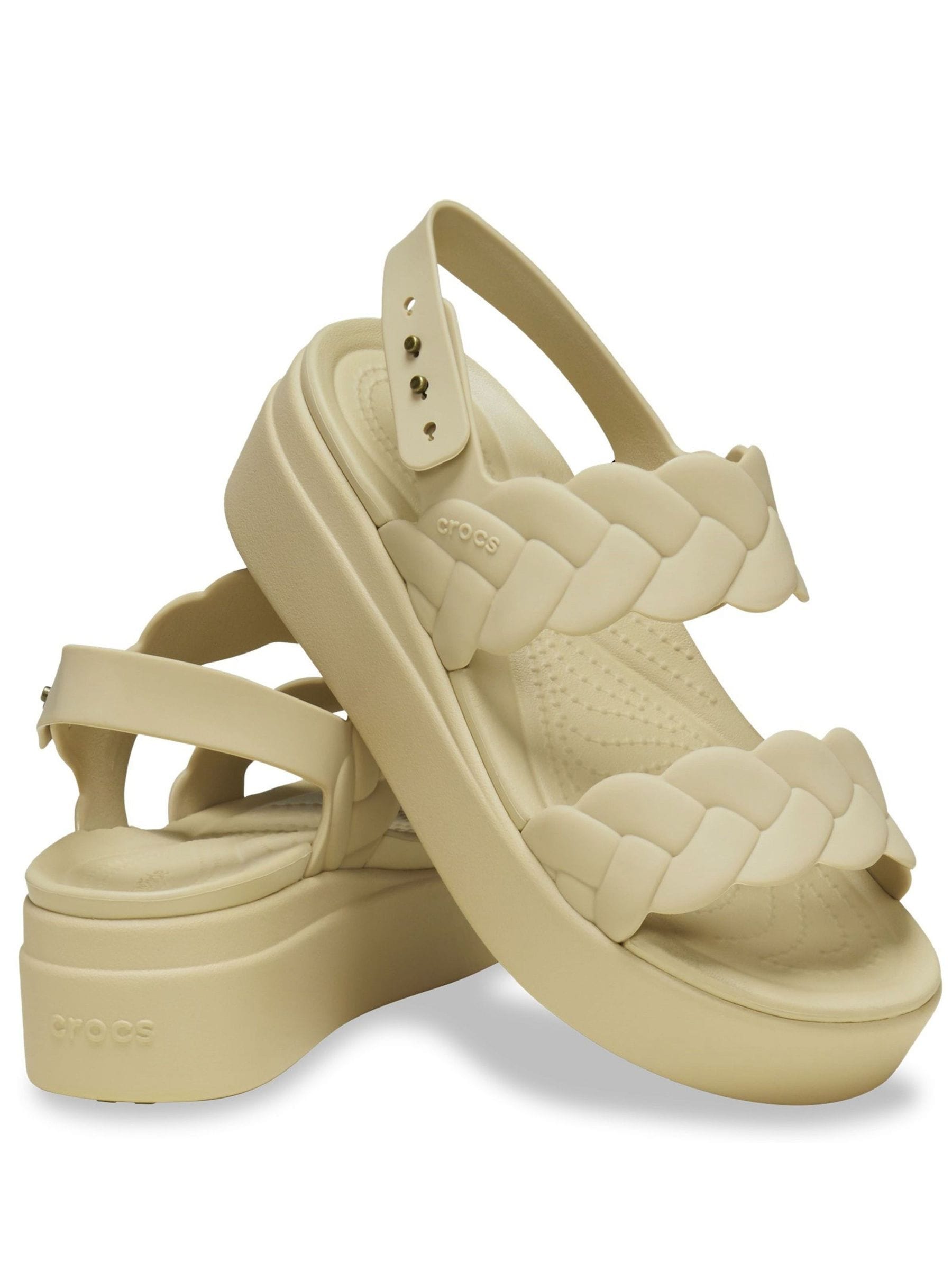 Buy Crocs Cream Brooklyn Woven Low Wedges from Next USA