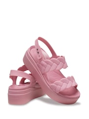 Crocs Pink Brooklyn Woven Low Wedges - Image 3 of 5