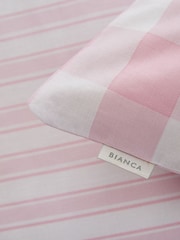 Bianca Pink Cotton Check and Stripe Fitted Sheet - Image 1 of 3