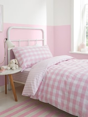 Bianca Pink Cotton Check and Stripe Fitted Sheet - Image 2 of 3