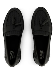 TOMS Cara Loafers in Black Woven PU with Tassel - Imagen 6 de 9