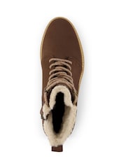 TOMS Wylder Brown Boots in Nubuck Leather with Faux Fur - Image 7 of 9