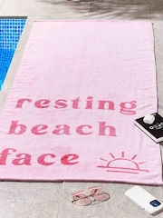 Sassy B Pink Resting Beach Face Cotton Beach Towel - Image 1 of 2