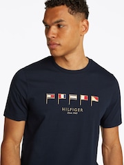 Azul - Camiseta Tommy Hilfiger Multi Flags 100% cotton - Imagem 4 de 6