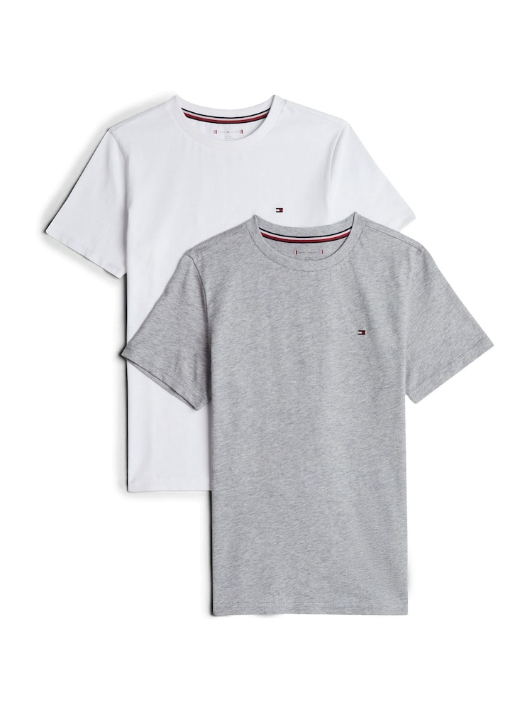 Branco - Roupa íntima Tommy Hilfiger de manga curta 100% algodão, pacote 2 - Imagem 2 de 5