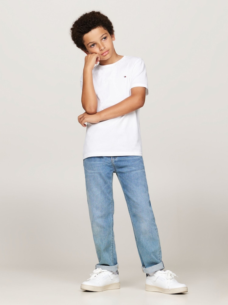 Branco - Roupa íntima Tommy Hilfiger de manga curta 100% algodão, pacote 2 - Imagem 5 de 5