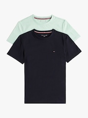 Tommy Hilfiger Green Underwear Short Sleeve 100% Cotton T-Shirts 2 Pack - Image 1 of 5