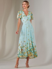 Jolie Moi Blue Wrap Maxi Dress - Image 1 of 6