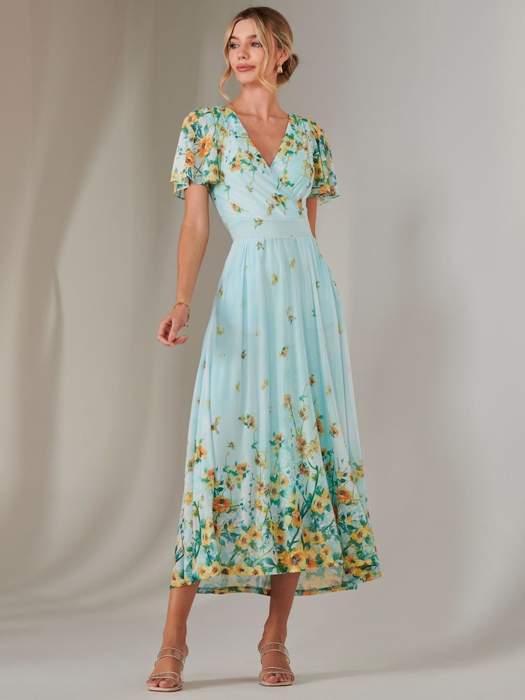 Jolie Moi Blue Wrap Maxi Dress - Image 1 of 6