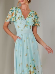 Jolie Moi Blue Wrap Maxi Dress - Image 3 of 6