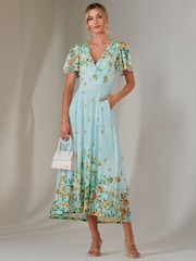 Jolie Moi Blue Wrap Maxi Dress - Image 4 of 6