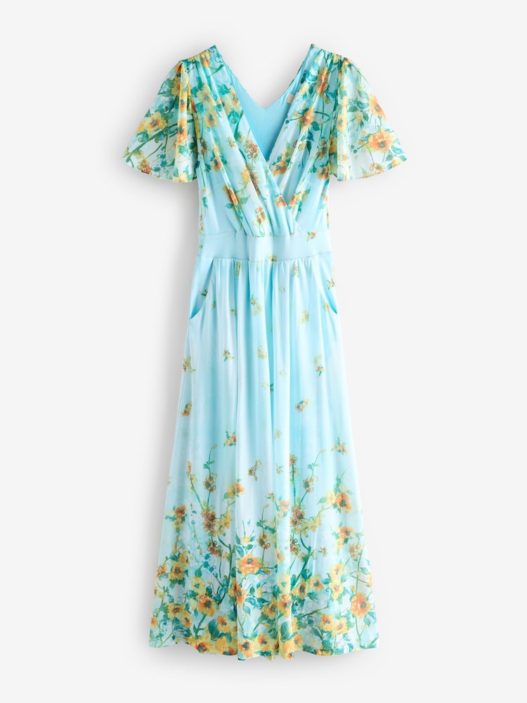 Jolie Moi Blue Wrap Maxi Dress - Image 7 of 7 Jolie Moi Blue Wrap Maxi Dress - Image 7 of 7