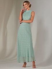 Jolie Moi Green Halterneck Maxi Dress - Image 4 of 6