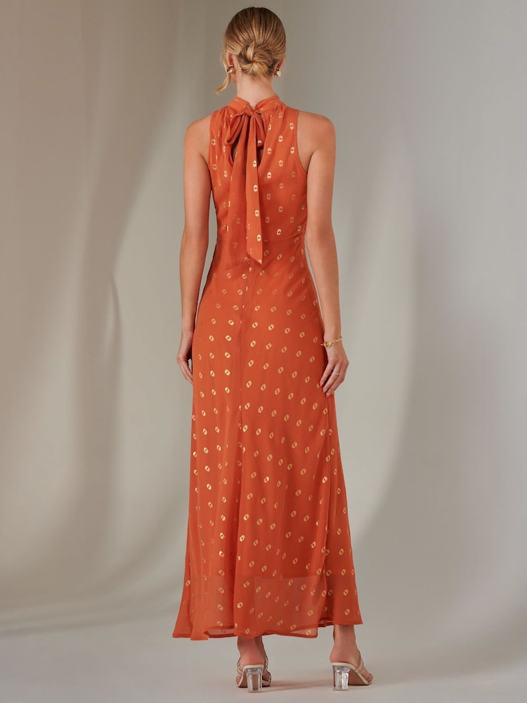Jolie Moi Orange Halterneck Maxi Dress - Image 2 of 6