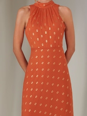 Jolie Moi Orange Halterneck Maxi Dress - Image 3 of 6