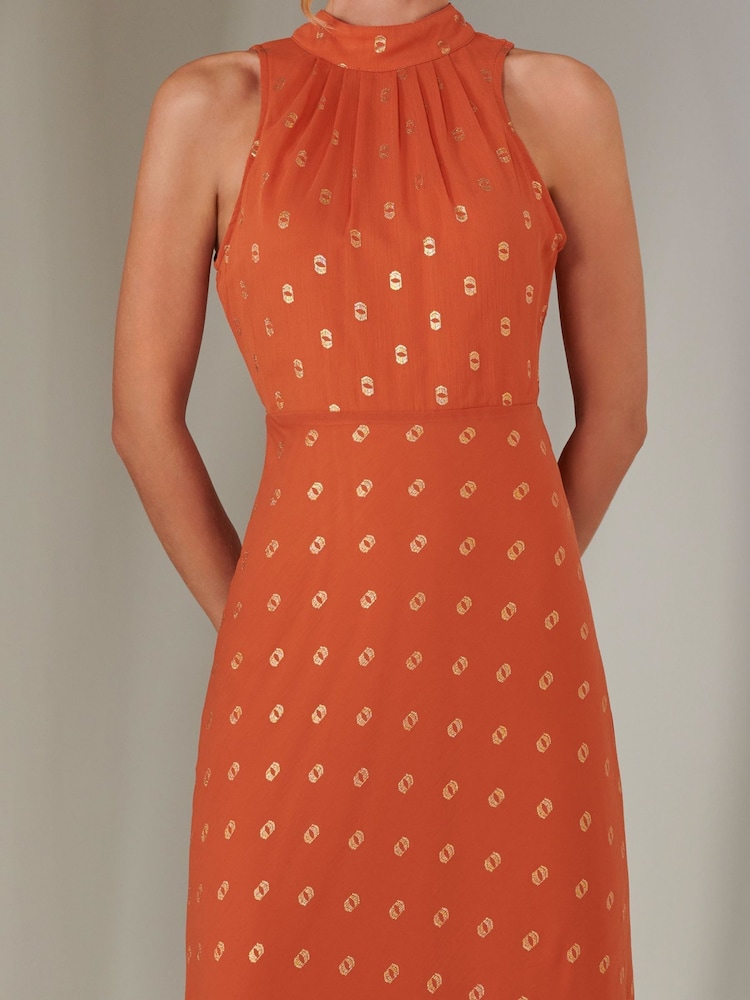 Jolie Moi Orange Halterneck Maxi Dress - Image 3 of 6