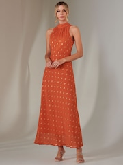 Jolie Moi Orange Halterneck Maxi Dress - Image 4 of 6