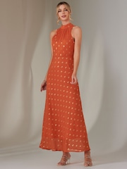 Jolie Moi Orange Halterneck Maxi Dress - Image 6 of 6